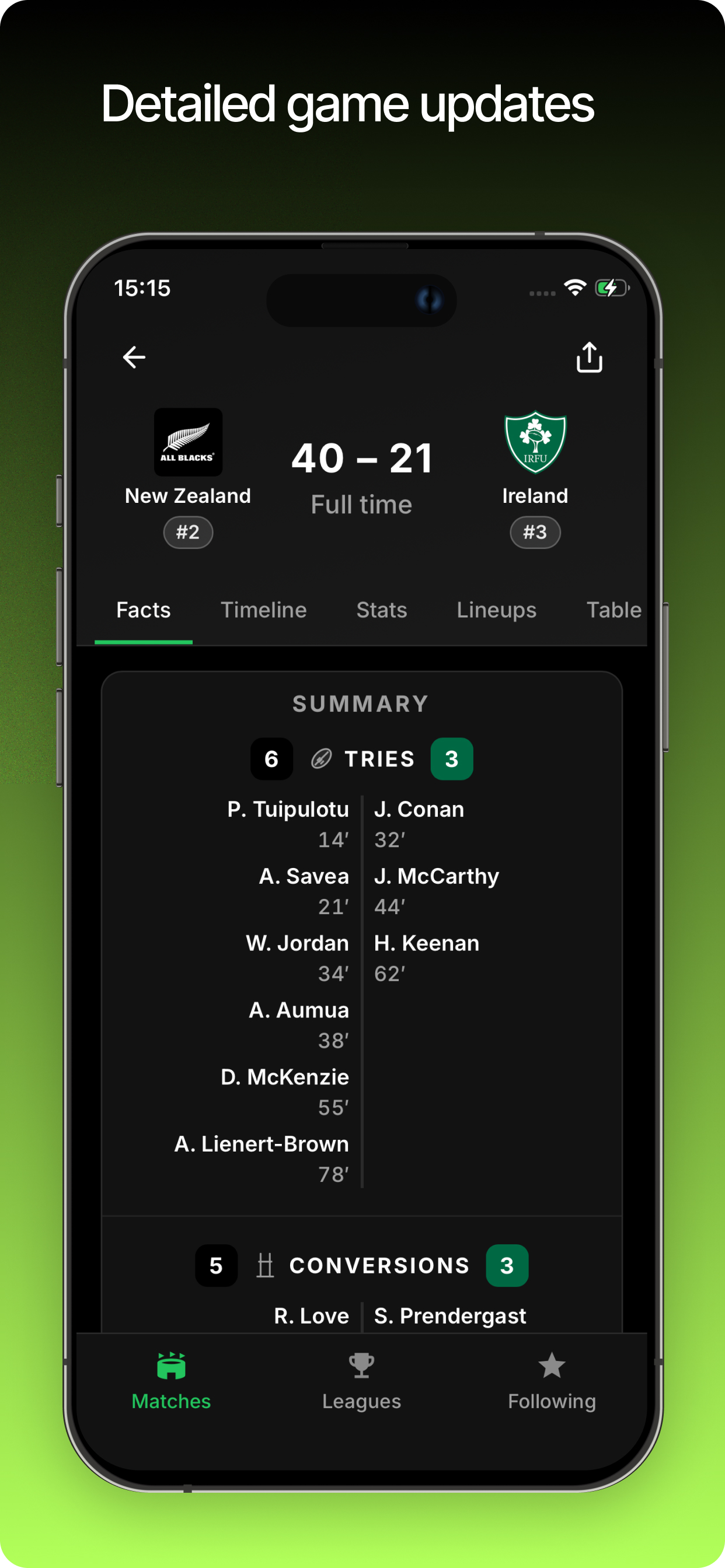 Detailed game updates